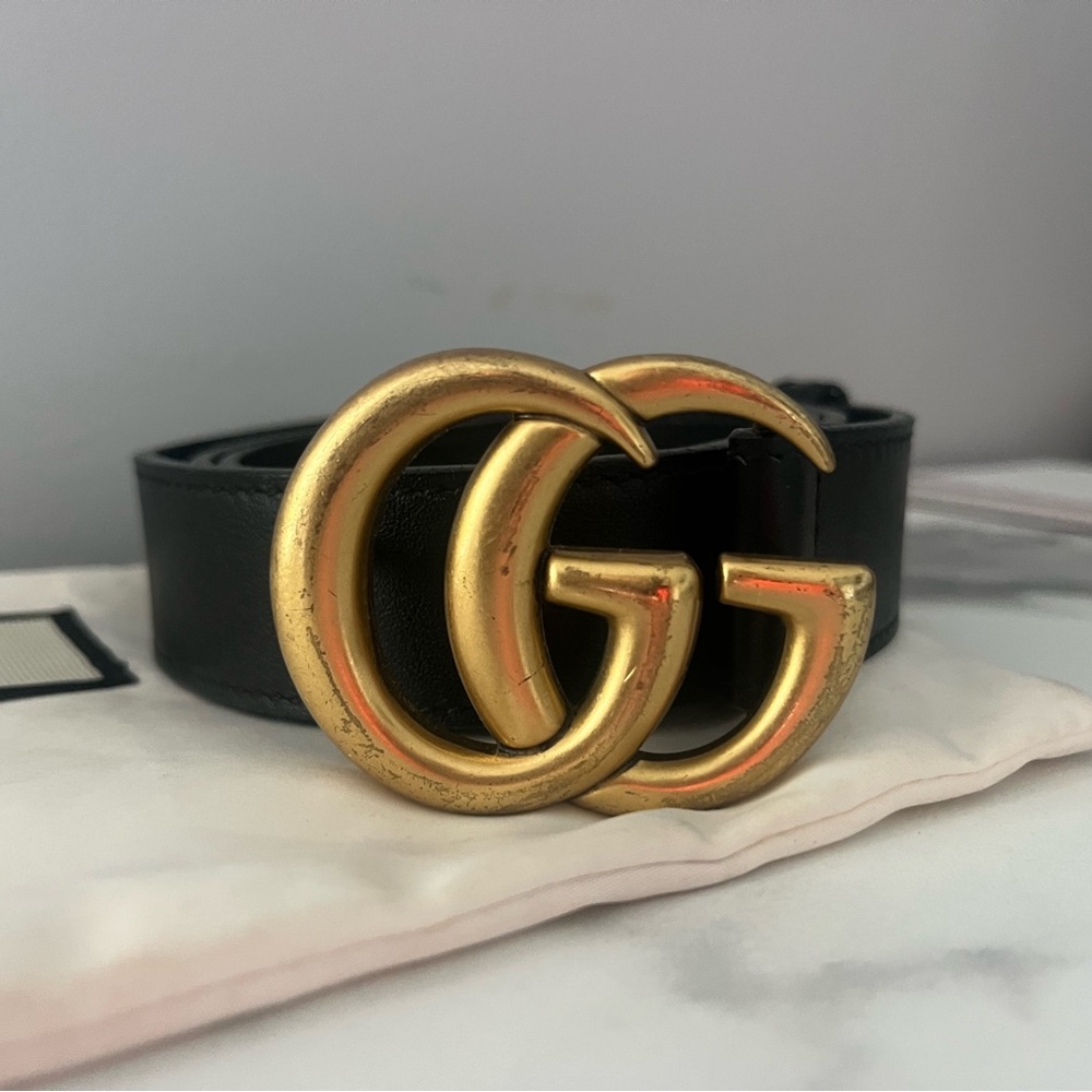 Authentic Gucci GG Belt – Black Leather